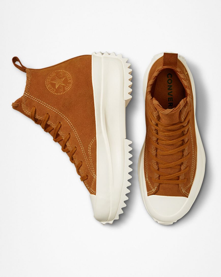 Women's Converse Run Star Hike Embroidered Florals High Top Platform Shoes Brown | AU 8965EG